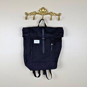 Sandqvist Black Roll-Top Backpack Organic Cotton Recycled Polyester